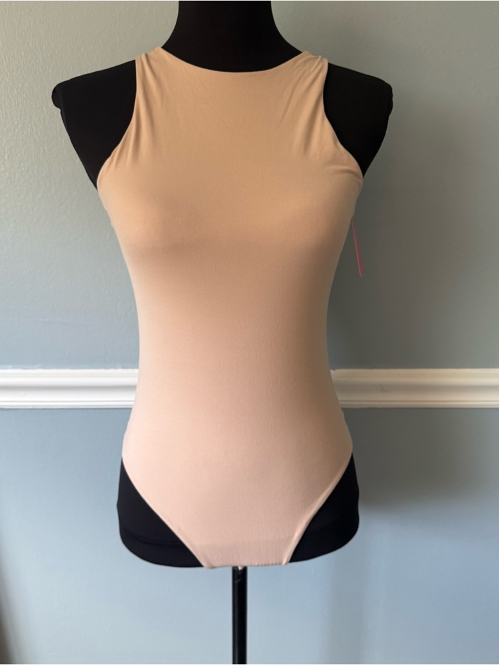 Sleeveless High-Neck Bodysuit in Light Nude